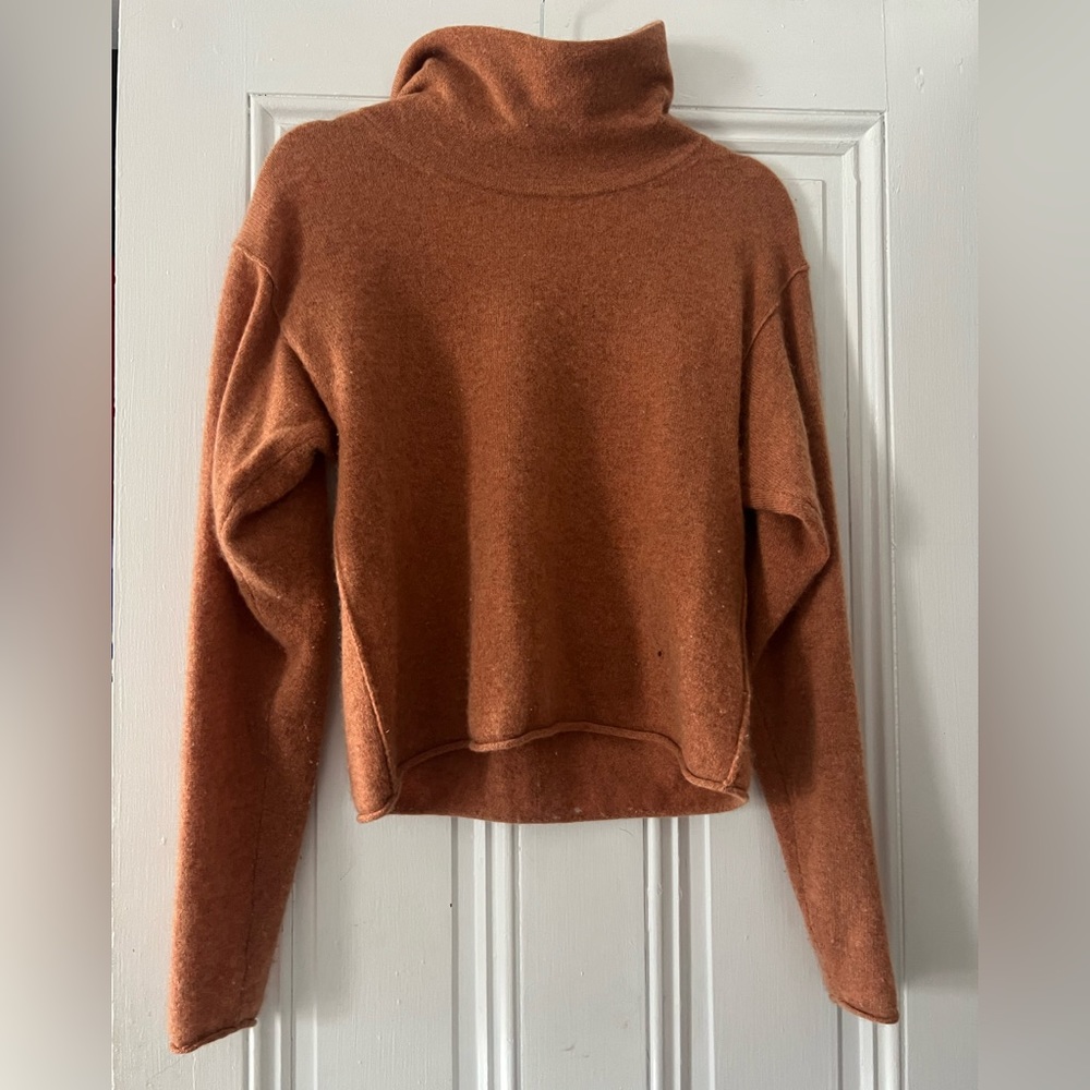 Free people burnt orange cashmere mock beach sweater